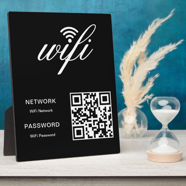 Custom Branded Wifi Network QR Code White Plaque (Side)