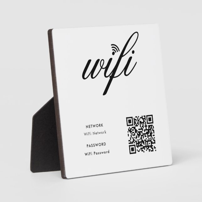 Custom Branded Wifi Network QR Code White Plaque (Front)