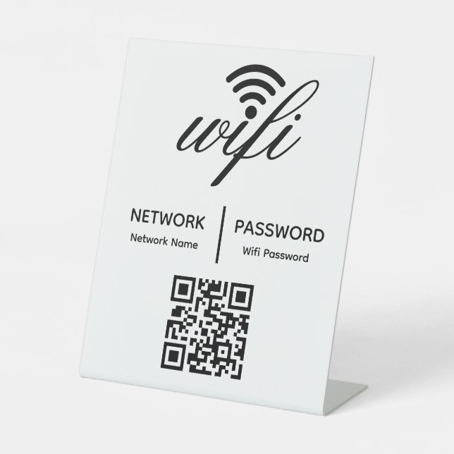 Custom Branded Wifi Password Personalised QR Code  Pedestal Sign (Front)