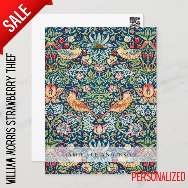 Custom Branded William Morris Birds Pattern Postcard (Creator Uploaded)