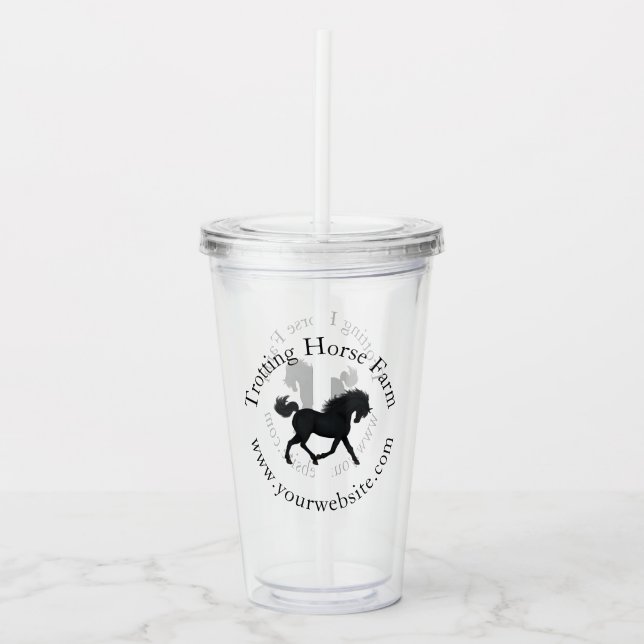 Custom Branding Logo & Circular Text Black Acrylic Tumbler (Front)