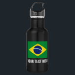 Custom Brasilian flag water bottles for Brasil<br><div class="desc">Personalised Brasilian flag stainless steel water bottles. Custom shiny metal water bottle in many colours. Great for sports teams and outdoor activities. ie basketball, baseball, football, tennis, soccer, volleyball, hiking, walking, camping, running, track and field, travel etc. Personalise with your own name, jersey number, initials or slogan in big letters....</div>
