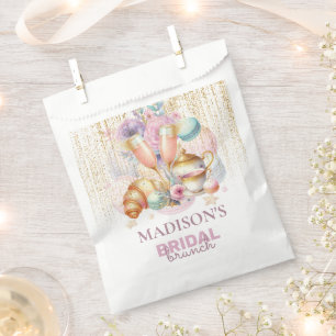 Custom Bridal Brunch Pink & Gold glitter Favour Bags