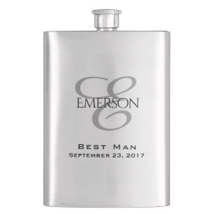 Custom Bridal Party   Chic Script Wedding Keepsake Hip Flask