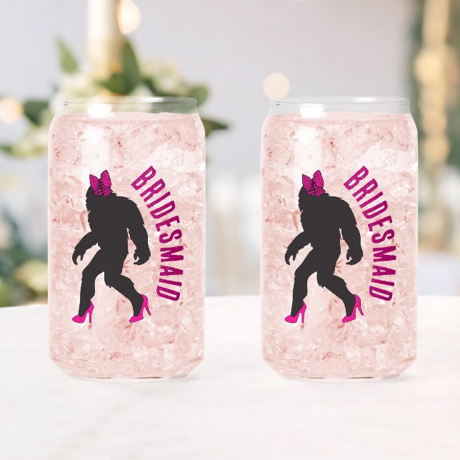 Custom Bridal Party Favour Chic Sassy Sasquatch Can Glass (Insitu (Wedding))