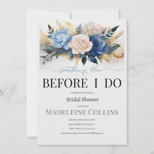 Custom Bridal Shower Blue Rose Gold Bouquet
