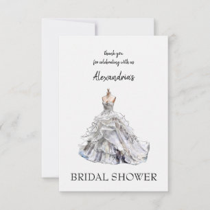 Custom Bridal Shower Dress Thank you Card