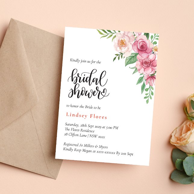 Custom Bridal Shower Floral Watercolor Greenery Invitation (Creator Uploaded)