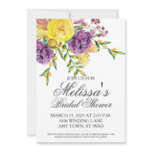 Custom Bridal Shower Invite, Purple and Yellow