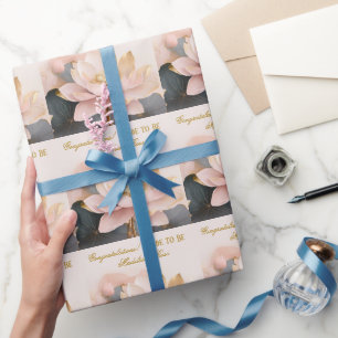 Custom Bridal Shower Pink Lotus Congratulations! Wrapping Paper