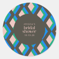 Custom Bridal Shower Retro Geometric Pattern