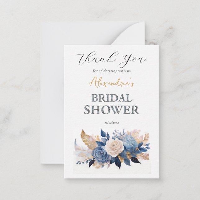 Custom Bridal Shower Rose bouquet Thank You  Card (Front)