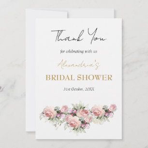 Custom Bridal Shower Roses Thank you Card
