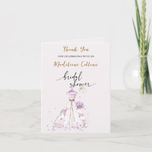Custom Bridal Shower Wedding dress Thank you Card