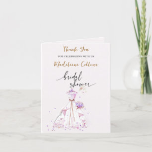 Custom Bridal Shower Wedding dress Thank you Card