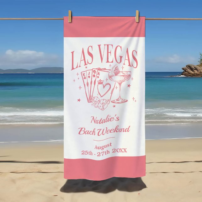 Custom Bride and Bridesmaid Las Vegas Bachelorette Beach Towel (Creator Uploaded)