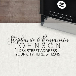 Custom Bride Groom and Return Address Self-inking Stamp