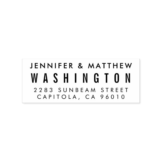 Custom Bride & Groom Modern Return Address Rubber Stamp (Imprint)