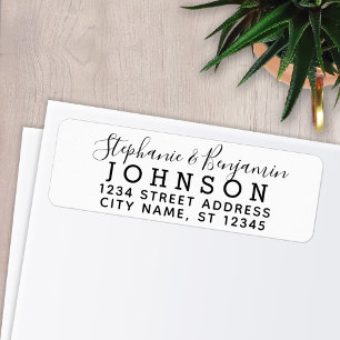 Custom Bride Groom Modern Script Return Address