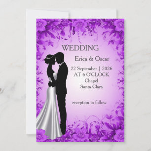 🌿 Custom Bride Groom Silhouette Floral Frame Invitation