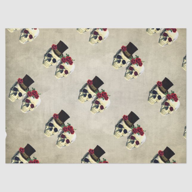 Custom Bride & Groom Skull Wedding Gift Tissue Tissue Paper (Front)