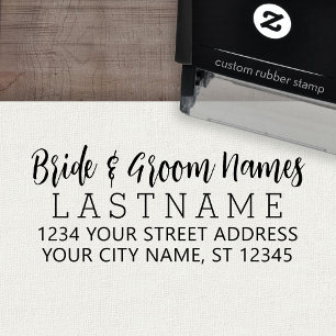 Custom Bride Groom Wedding Name and Return Address Self-inking Stamp