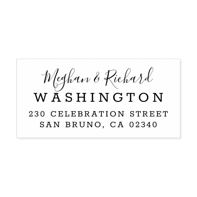 Custom Bride & Groom Wedding Return Address Rubber Stamp (Imprint)