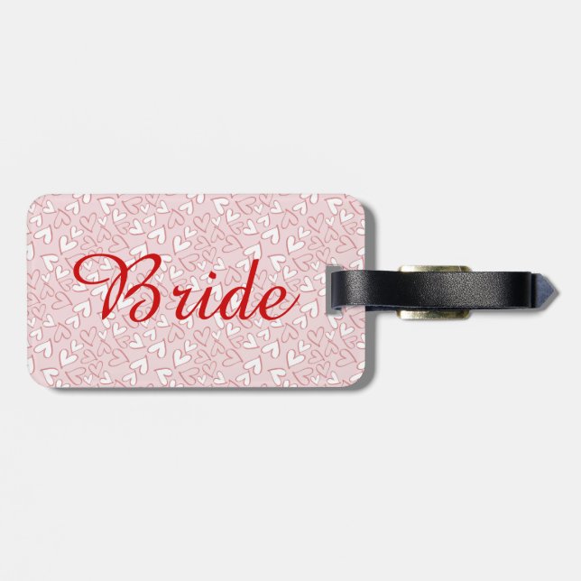 Custom Bride Luggage Tag With Hearts (Back Horizontal)