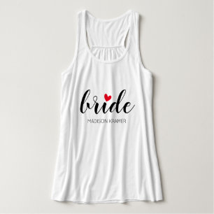 Custom Bride Modern Calligraphy with Heart Singlet