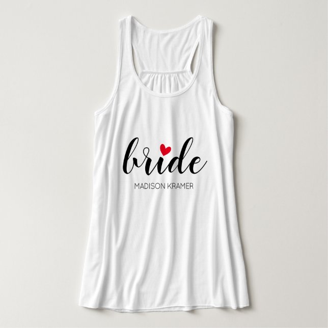Custom Bride Modern Calligraphy with Heart Singlet (Design Front)