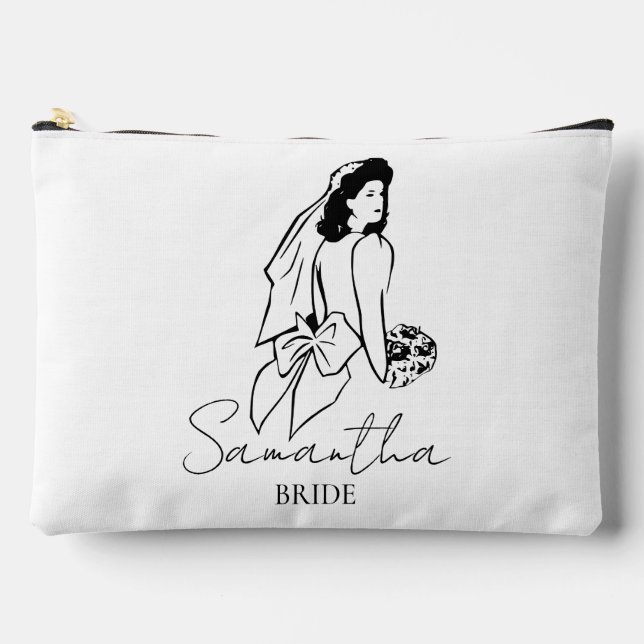 Custom Bride Name Gift Accessory Pouch (Front)
