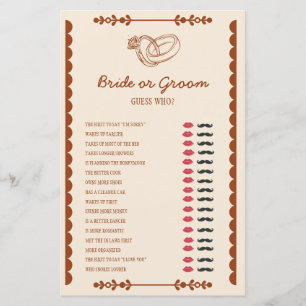 Custom Bride or Groom Shower Game