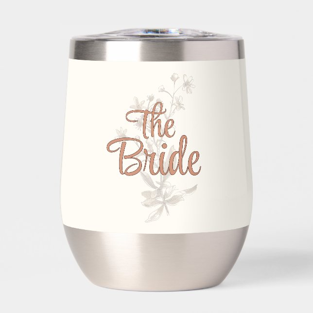 Custom Bride Rustic Boho Wildflowers Wine Tumbler (Front)
