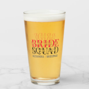 Custom Bride Squad Floral Glass
