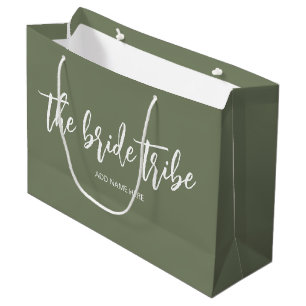 Custom Bride Tribe Olive Green Wedding Large Gift Bag