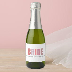 Custom Bride Wine Label   Pink Monogram