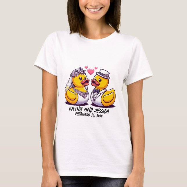Custom Brides Rubber Ducks Wedding Matching T-Shirt (Front)