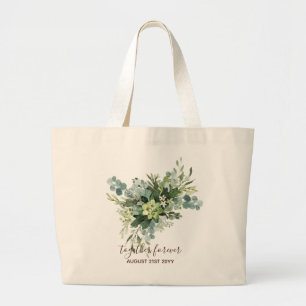 Custom Bridesmaid Bridal Party Gifts Greenery  Large Tote Bag
