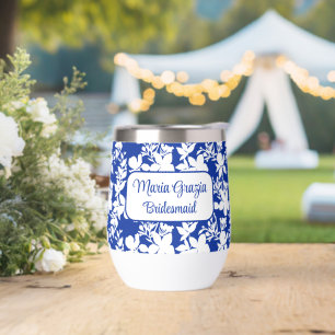 Custom Bridesmaid Chic Blue White Floral 