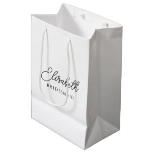 Custom Bridesmaid Handwritten Script Name Best Medium Gift Bag