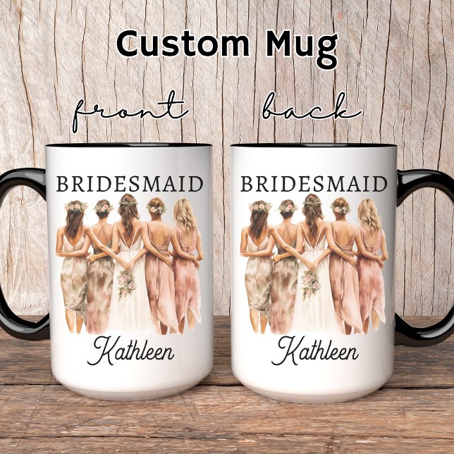 Custom Bridesmaid Mug, Bachelorette Party Gift Mug (bridesmaid gift, bachelorette party mug, maid of honor mug, bridesmaid proposal gift, bride to be)