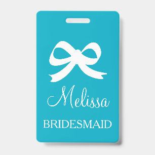 Custom bridesmaid name badges for wedding party ID badge