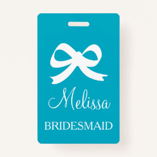 Custom bridesmaid name badges for wedding party ID badge