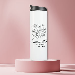 Custom Bridesmaid Name Floral Thermal Tumbler