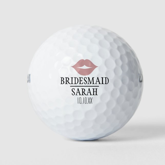 Custom Bridesmaid Pink Lipstick Wedding Golf Balls (Front)