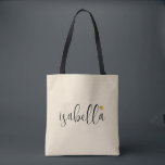 Custom Bridesmaid Script Name  Tote Bag<br><div class="desc">A chic modern cream bag with black script name and gold heart that's perfect for a bridesmaid proposal. Your bridesmaids can fill their tote with essentials for Bachelorette Party trips,  or for essentials to bring on the morning of the wedding.</div>
