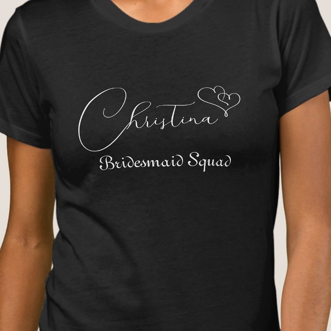 Custom Bridesmaid Squad Modern Minimalist Script T-Shirt (Creator Uploaded)