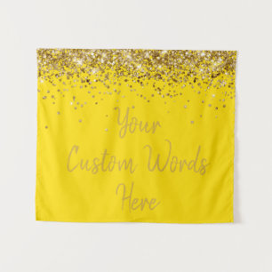 Custom Bright Gold Birthday Party Photo Booth Prop Tapestry