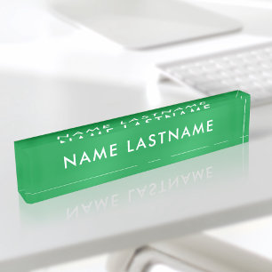 Custom Bright Kelly Green Modern Simple Minimalist Nameplate