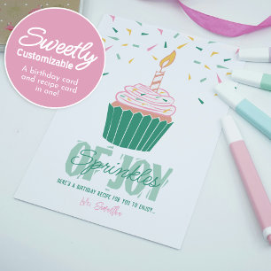 Custom Bright Modern Birthday Recipe Card